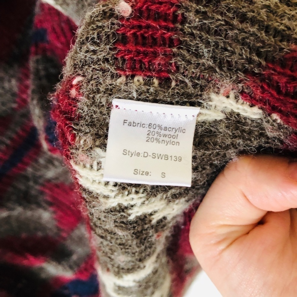 ELAN burgundy Western Aztec wool blend hooded cardigan sweater size small - Picture 4 of 6